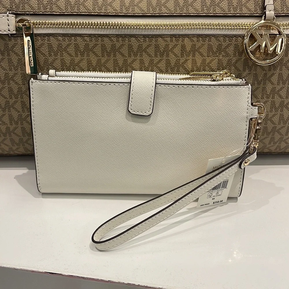 MICHAEL KORS LARGE DOUBLE ZIP WRISTLET WALLET PHONE CASE CLUTCH
Optic White - Picture 4 of 16